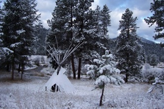 Tepee in snow